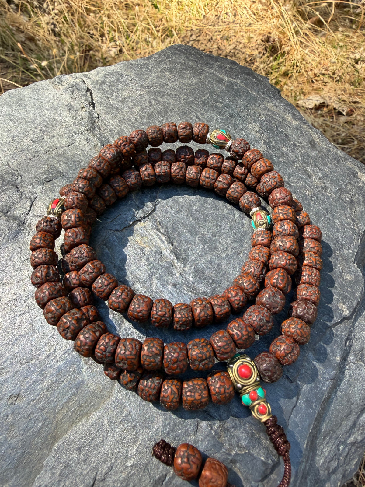 Aged Rudraksha Seed Mala Necklace