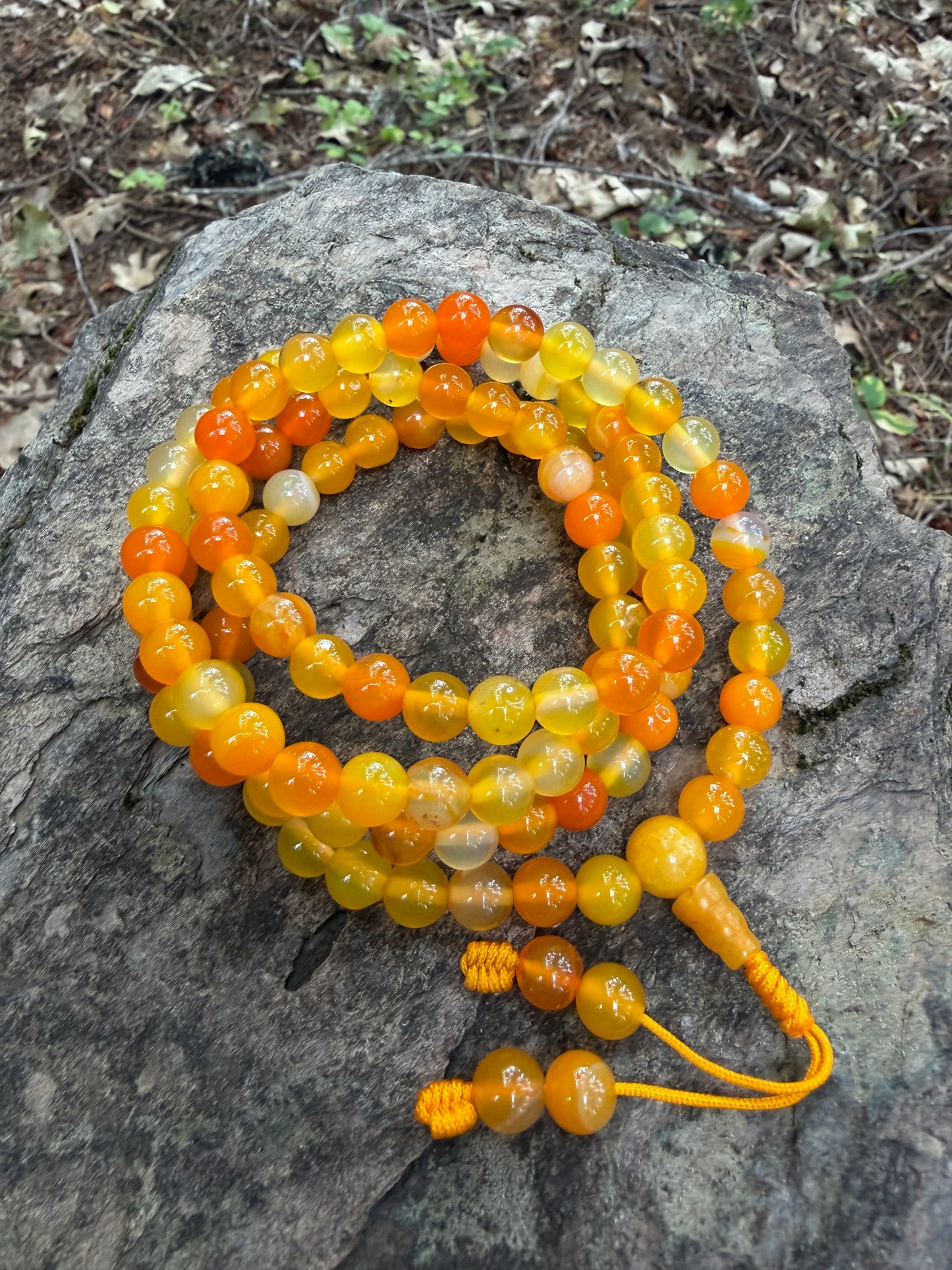 Yellow Agate Gemstone Necklace Mala