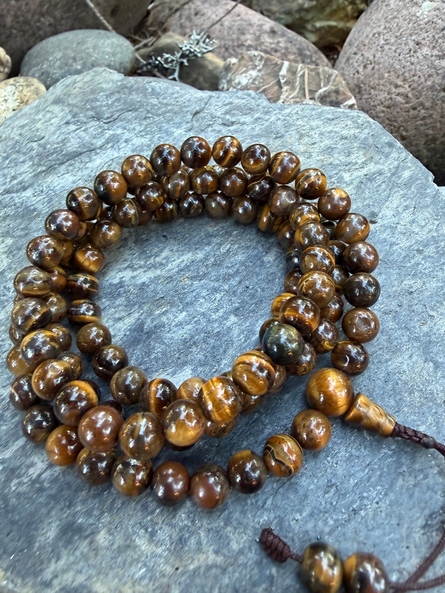 108 Tiger Eye Mala Beads – Himalayan Japa Meditation & Grounding Mala