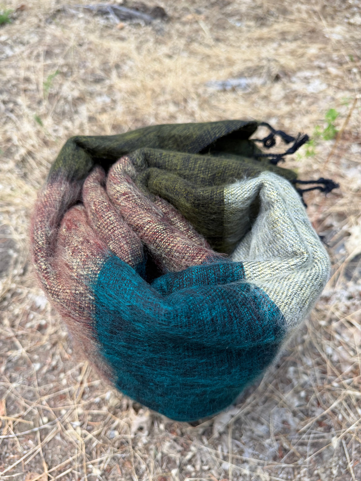 Handmade Oversized Himalayan Yak Wool Scarf from Nepal - Striped