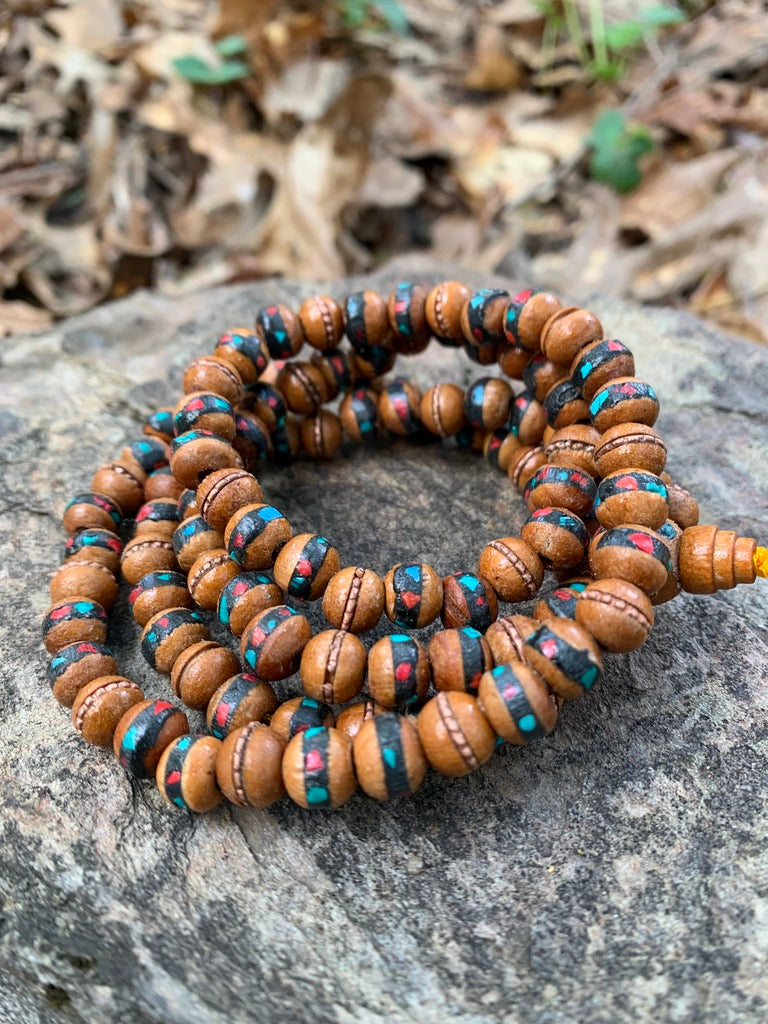Mala Prayer Beads Wooden with Turquoise
