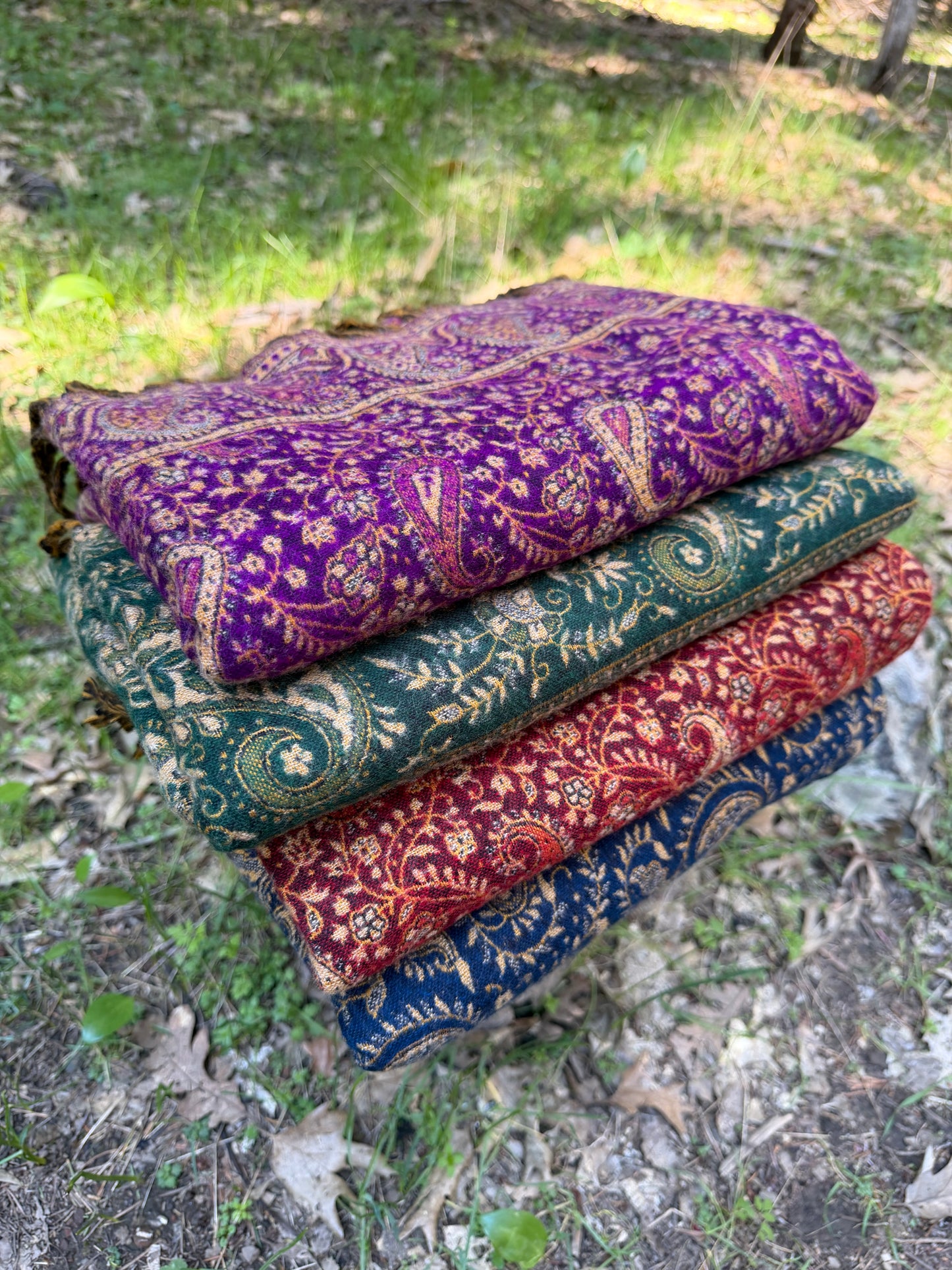 Handwoven Himalayan Yak Wool Blanket Shawl - Paisley Tribal Throw from Nepal