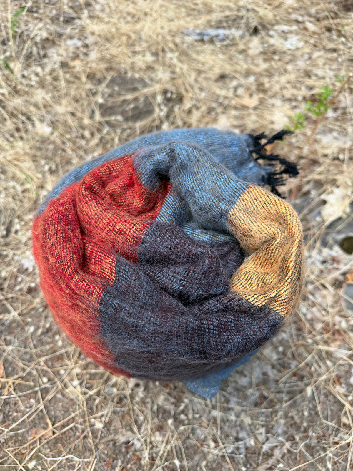 Handmade Oversized Himalayan Yak Wool Scarf from Nepal - Striped