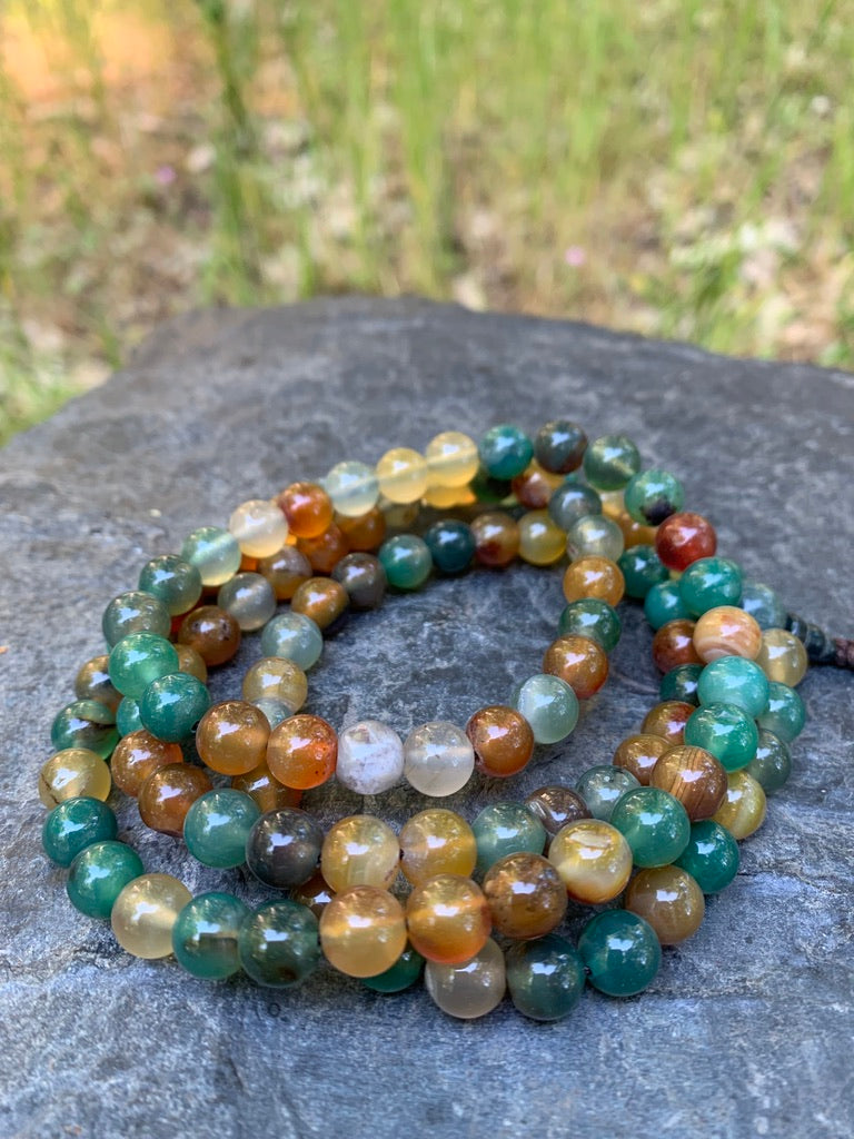 Himalayan Agate Japa Mala Necklace