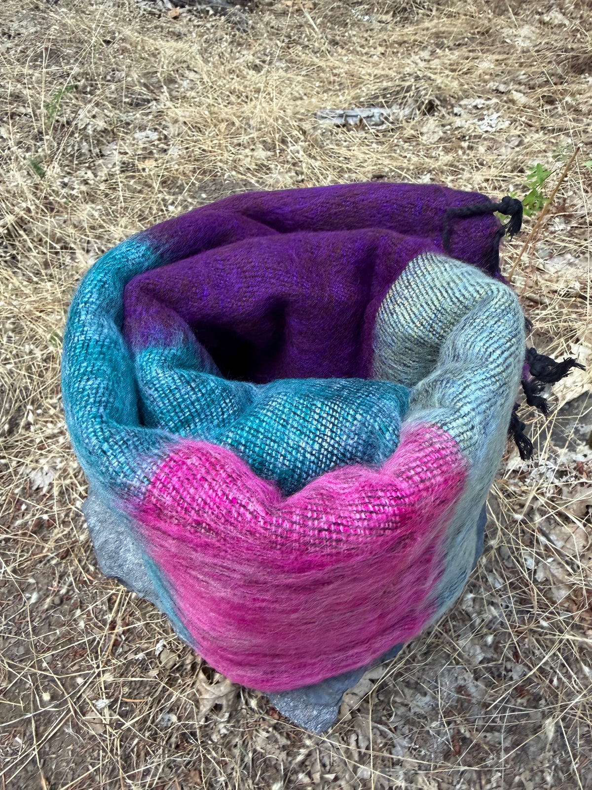 Handmade Oversized Himalayan Yak Wool Scarf from Nepal - Striped