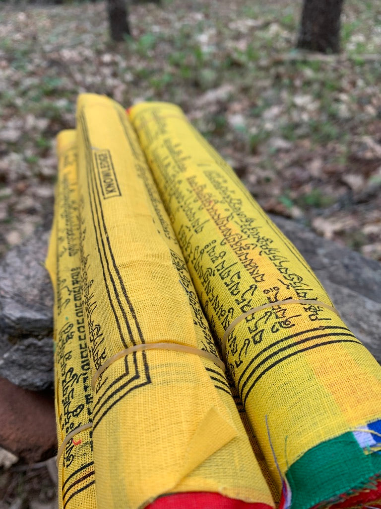Tibetan Prayer Flags With Black Ink