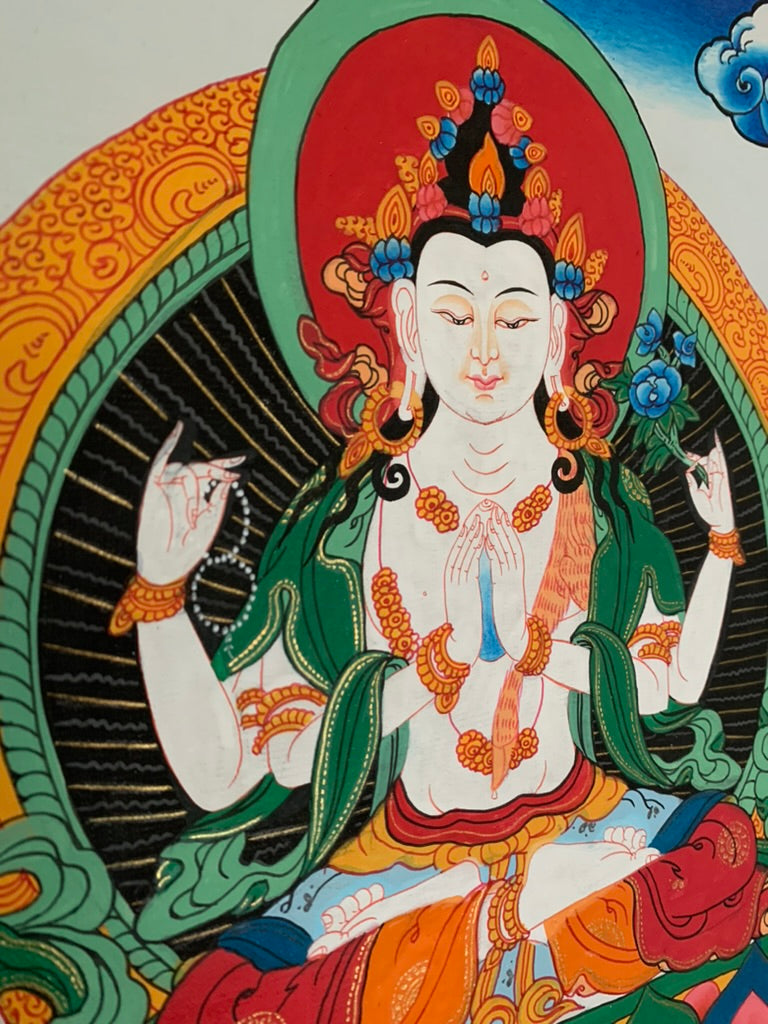Four Armed Chenrezig Avalokiteshvara Thangka