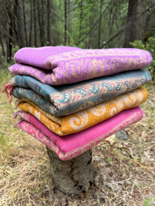 Himalayan Tibetan Yak Wool Blanket - Traditional Design