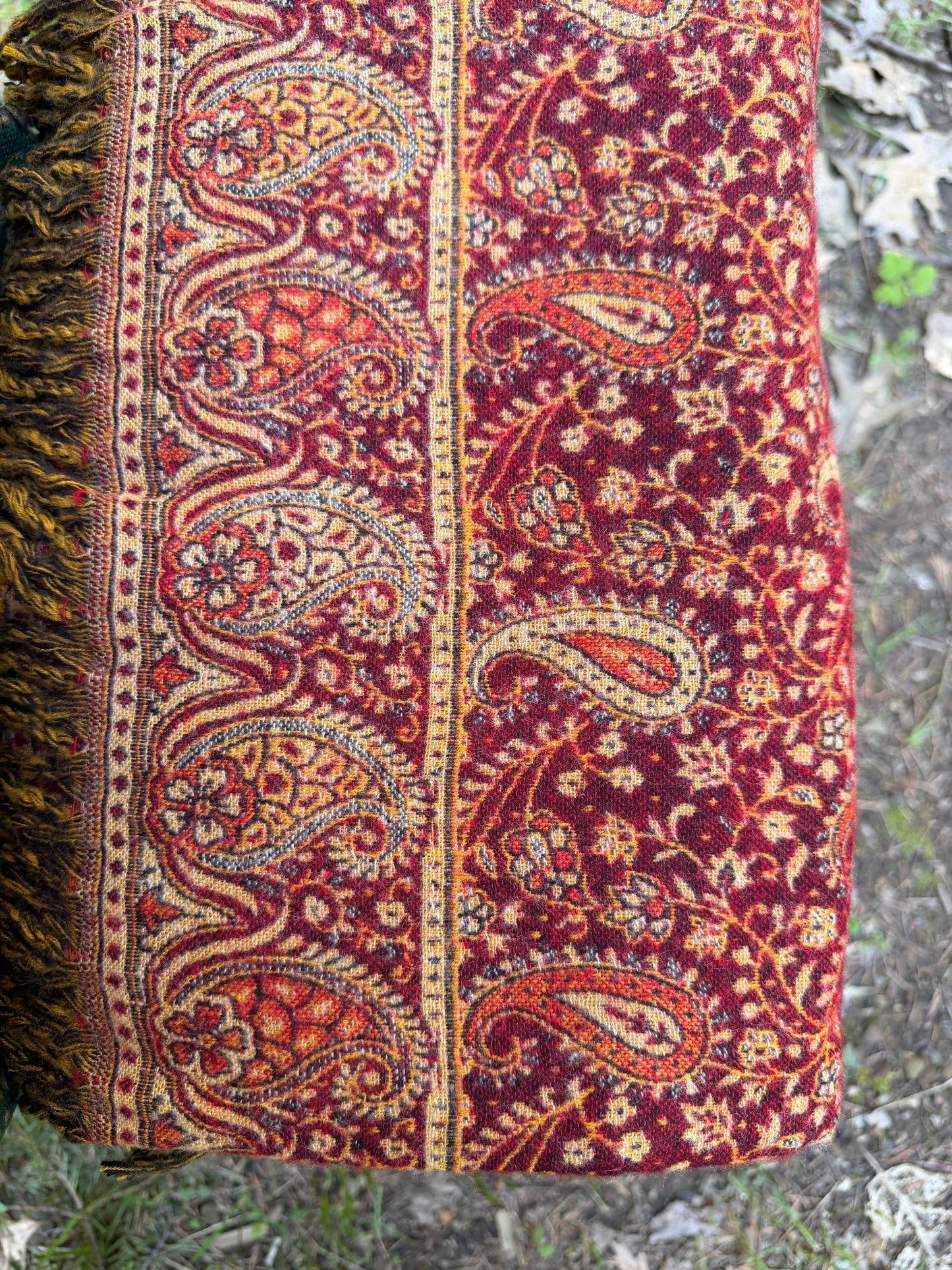 Handwoven Himalayan Yak Wool Blanket Shawl - Paisley Tribal Throw from Nepal