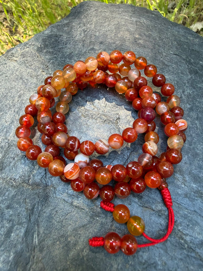 Red Agate Gemstone Necklace Mala