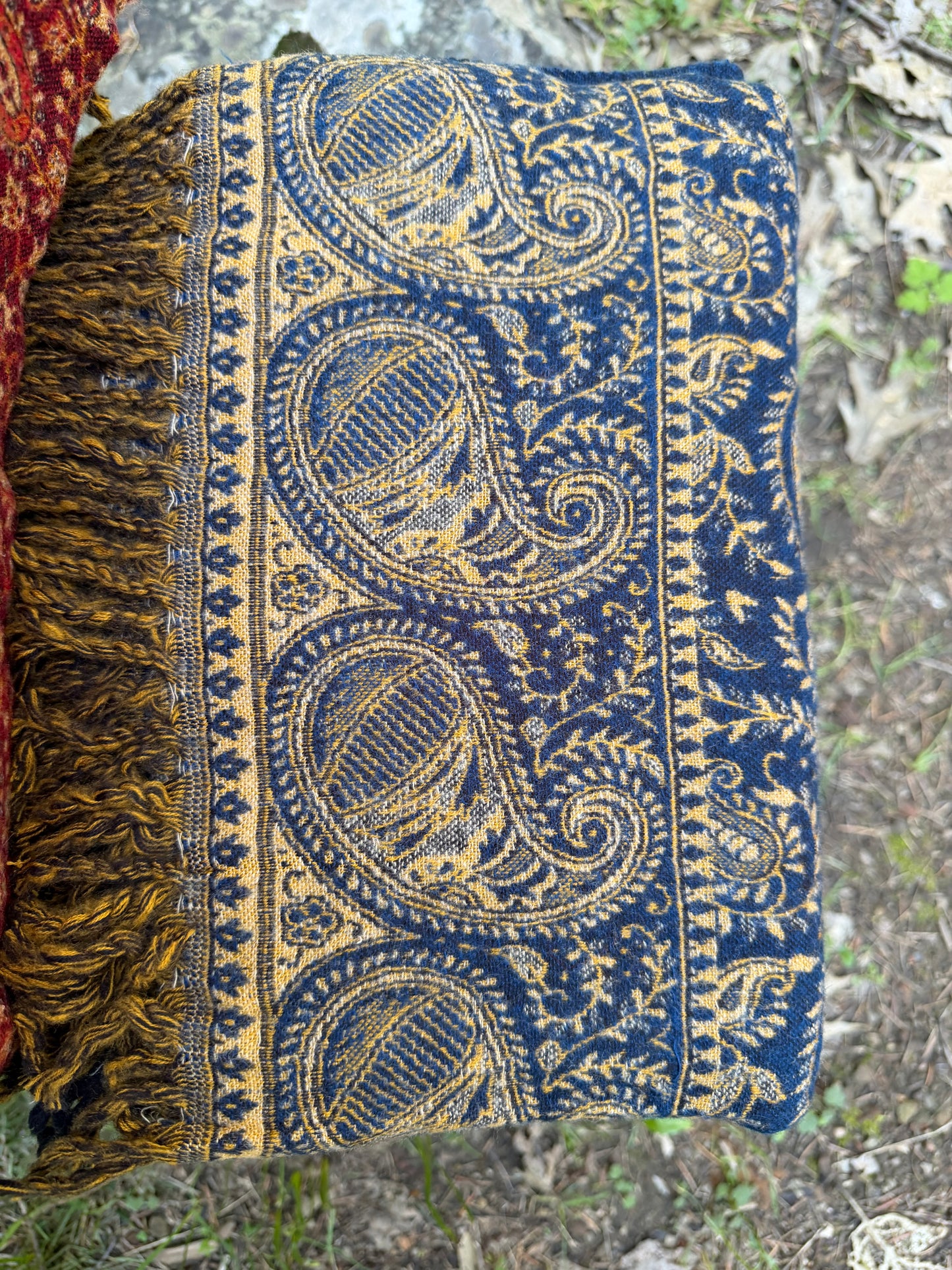 Handwoven Himalayan Yak Wool Blanket Shawl - Paisley Tribal Throw from Nepal