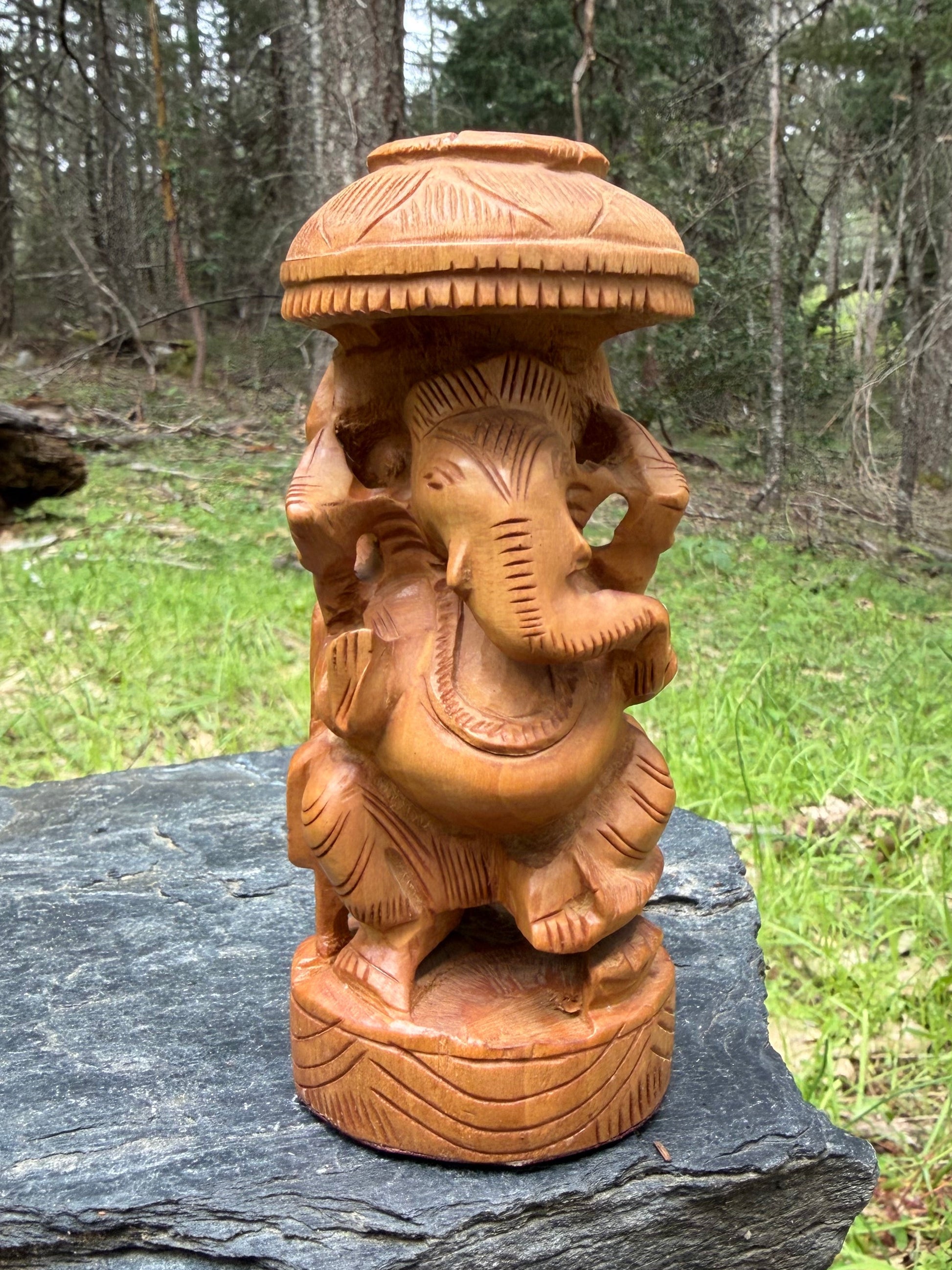 wooden ganesh statue from india