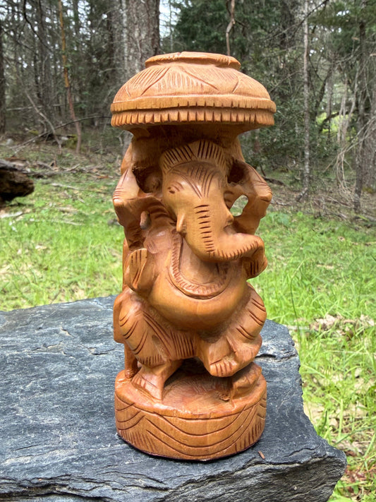 wooden ganesh statue from india