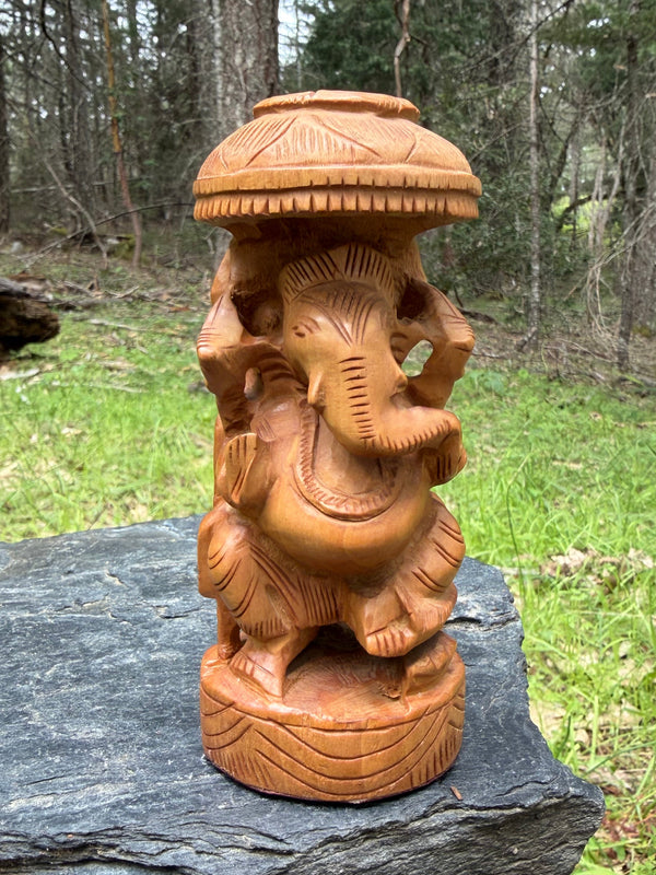 wooden ganesh statue from india