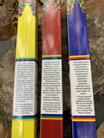 Tibetan Incense Collection x3, Ribo Sangchoe, The Earth, Tibetan Peace