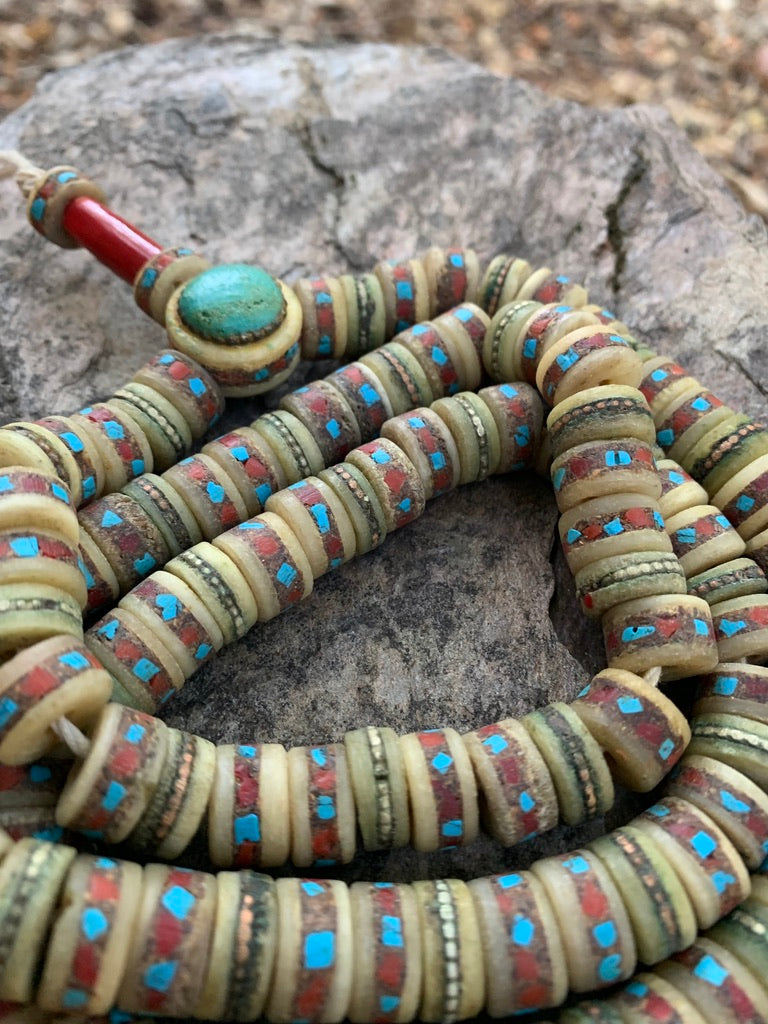 Himalayan Yak Bone Turquoise Mala