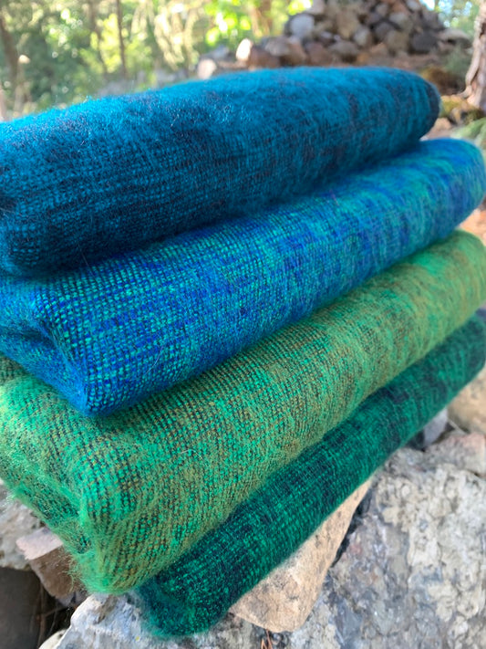 Yak Wool Shawl/Blanket - Shades of Green