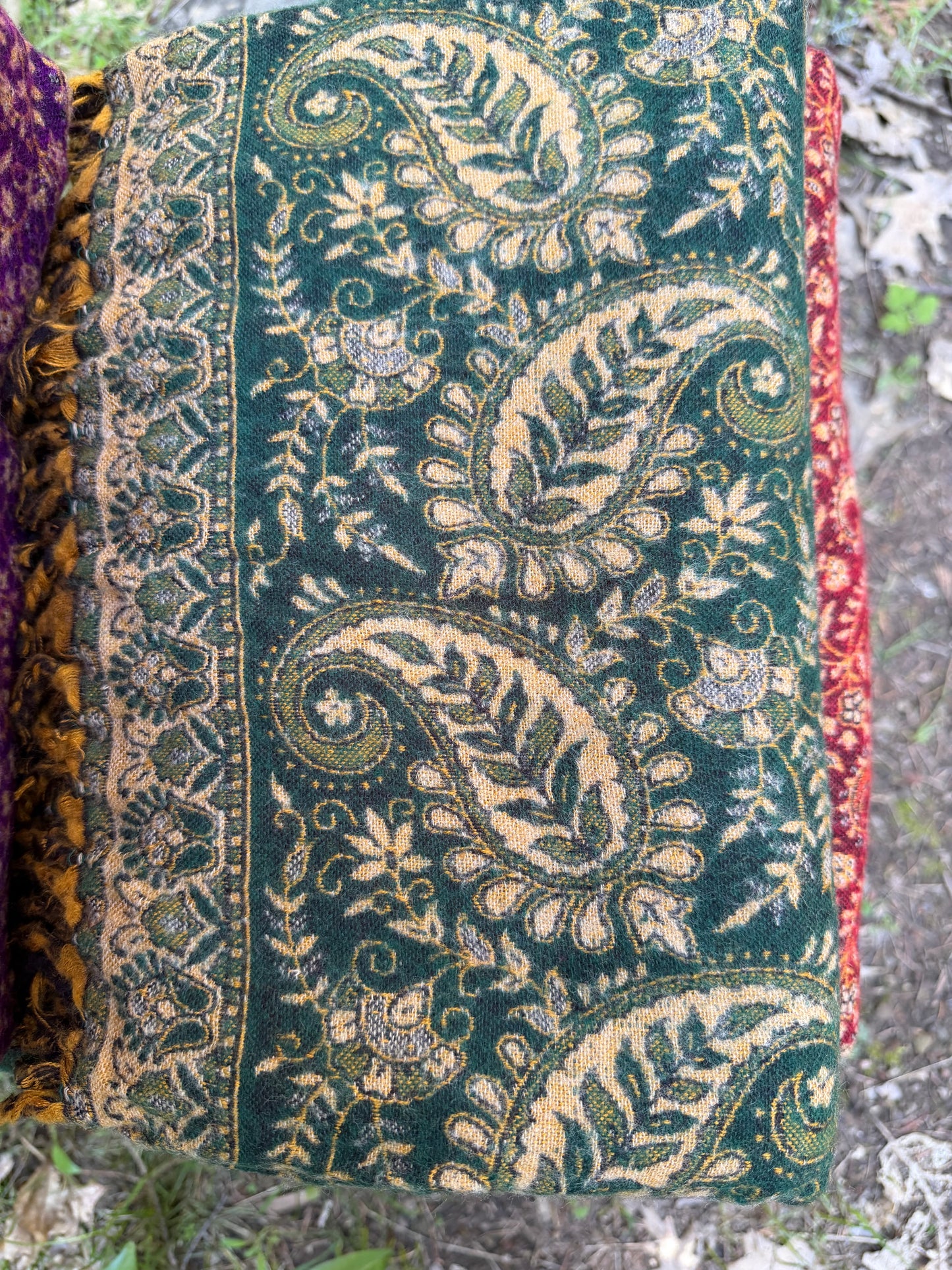 Handwoven Himalayan Yak Wool Blanket Shawl - Paisley Tribal Throw from Nepal