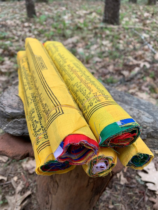 Tibetan Prayer Flags With Black Ink