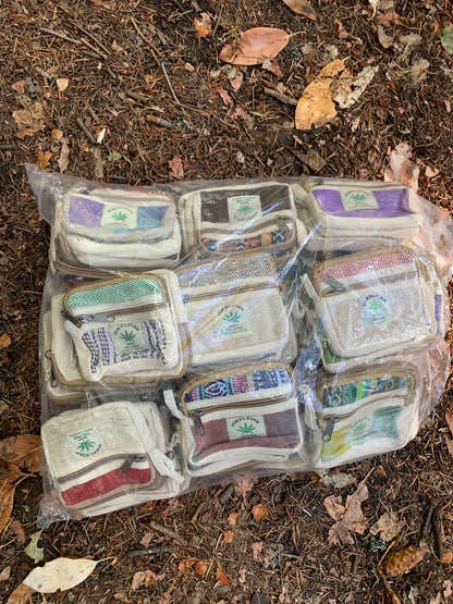 Wholesale Set of 100 Handmade Hemp Coin Purses