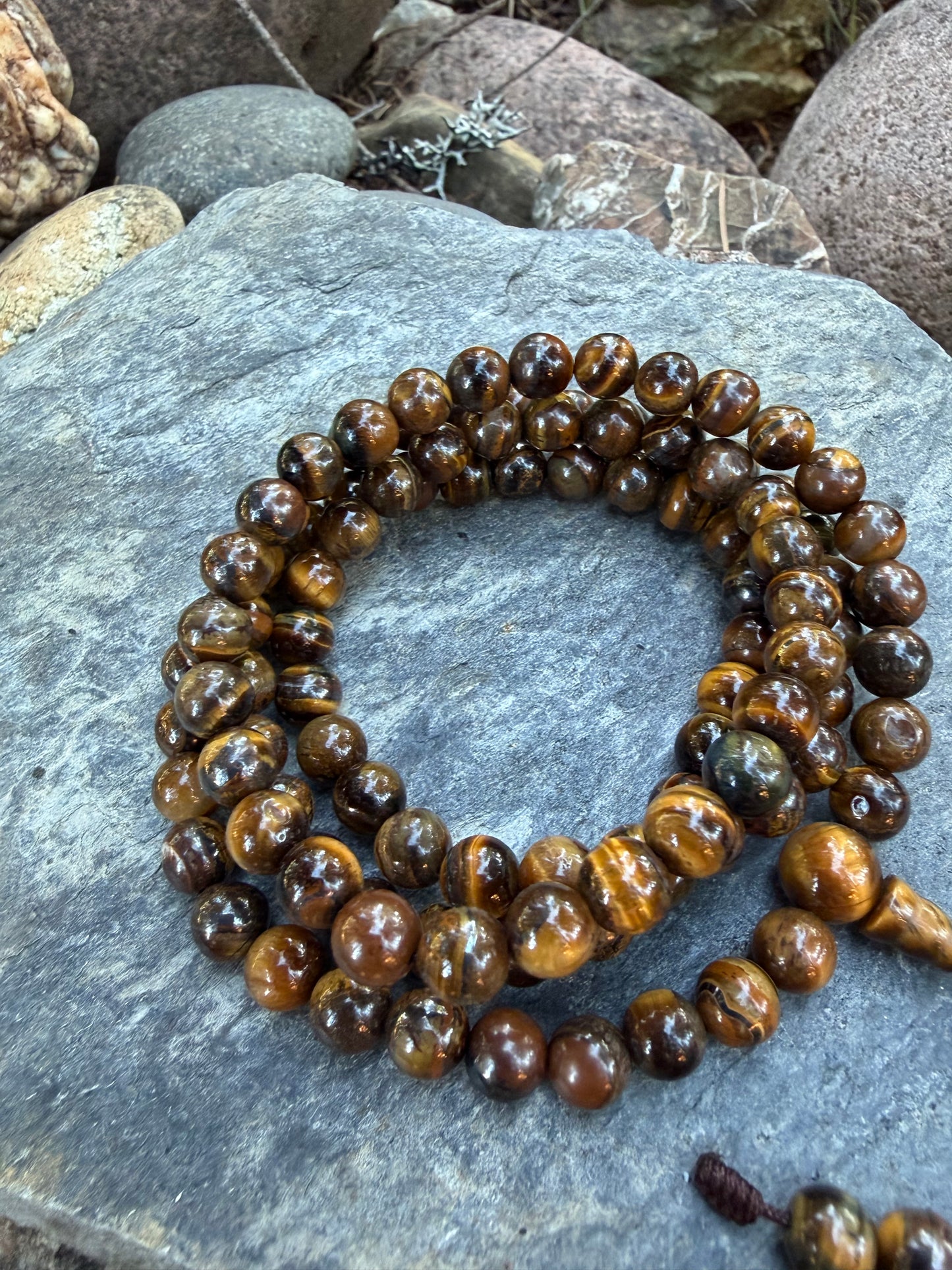 108 Tiger Eye Mala Beads – Himalayan Japa Meditation & Grounding Mala