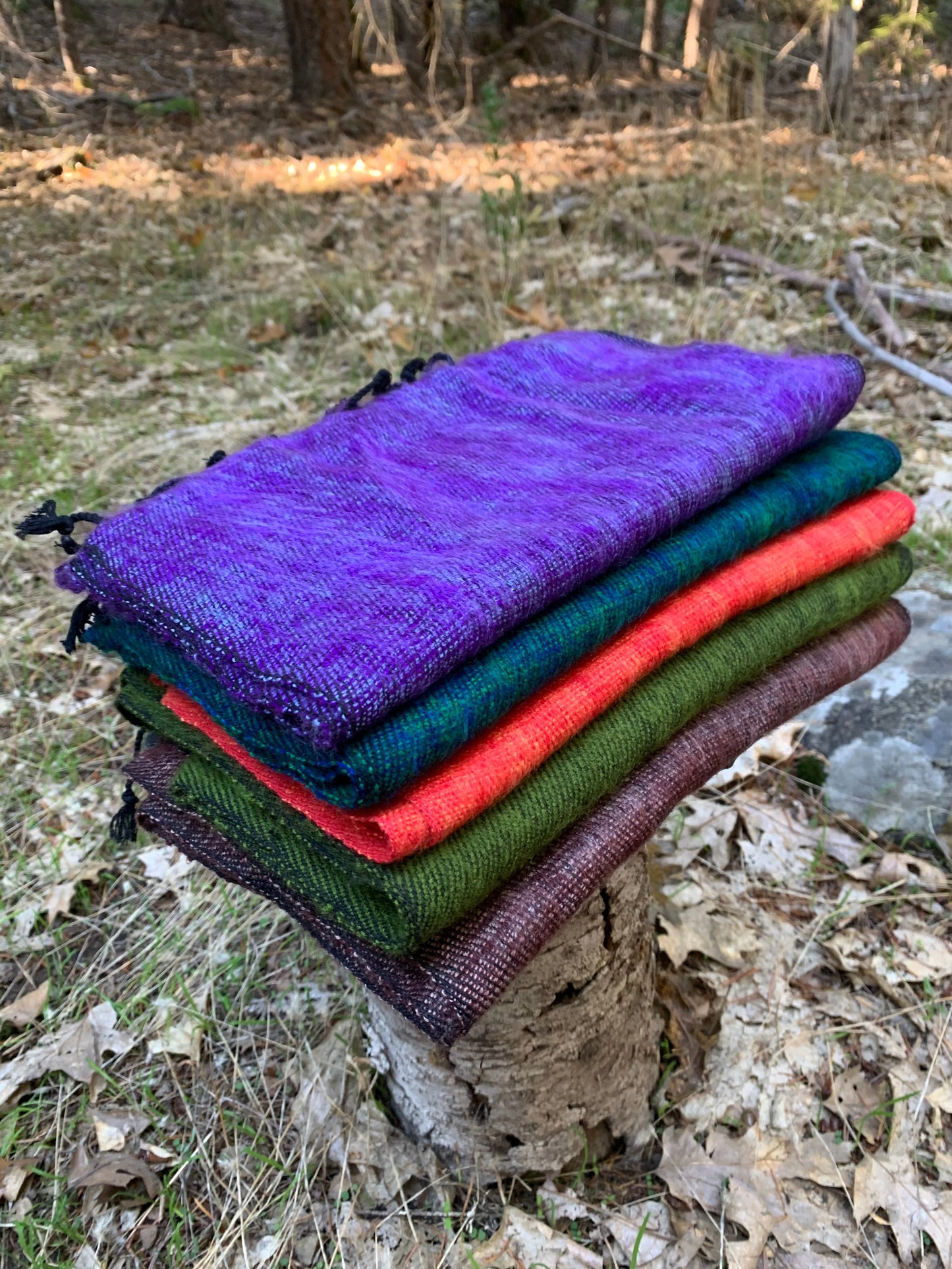 Set of 5 Handmade Himalayan Yak Wool Scarves from Nepal