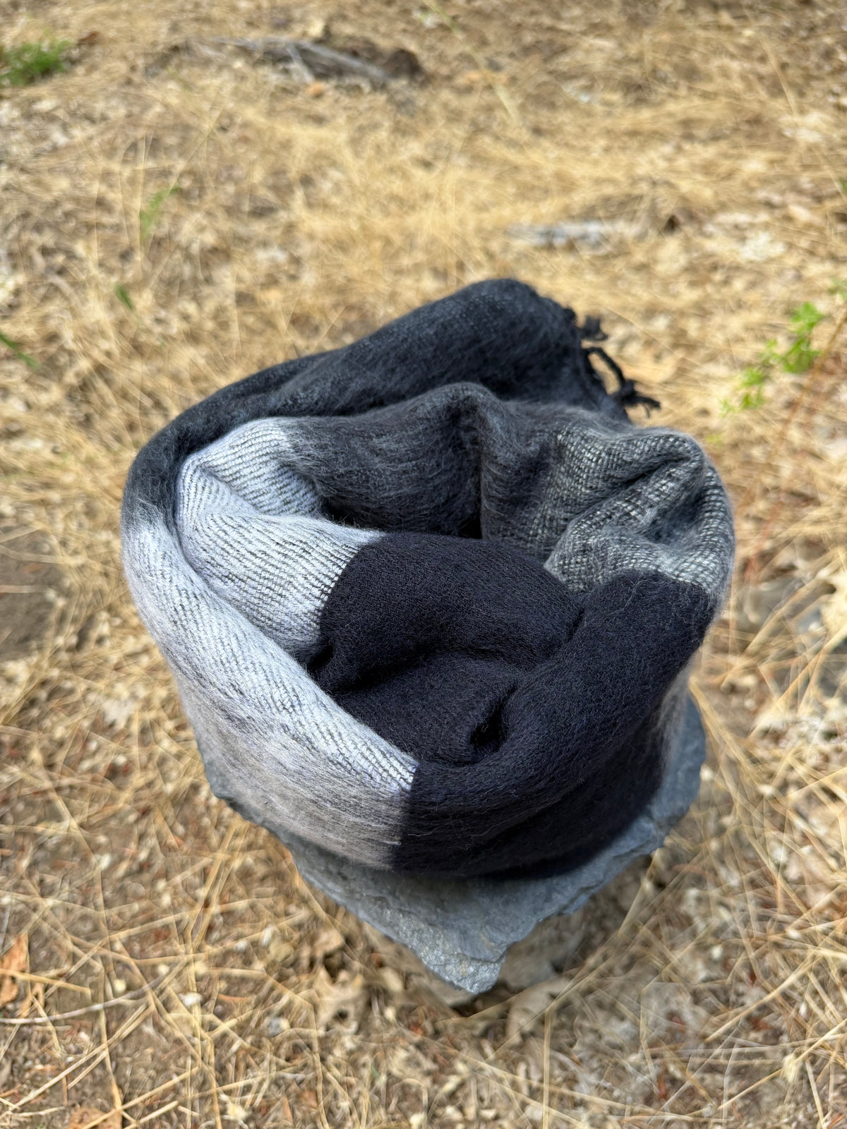 Handmade Oversized Himalayan Yak Wool Scarf from Nepal - Striped