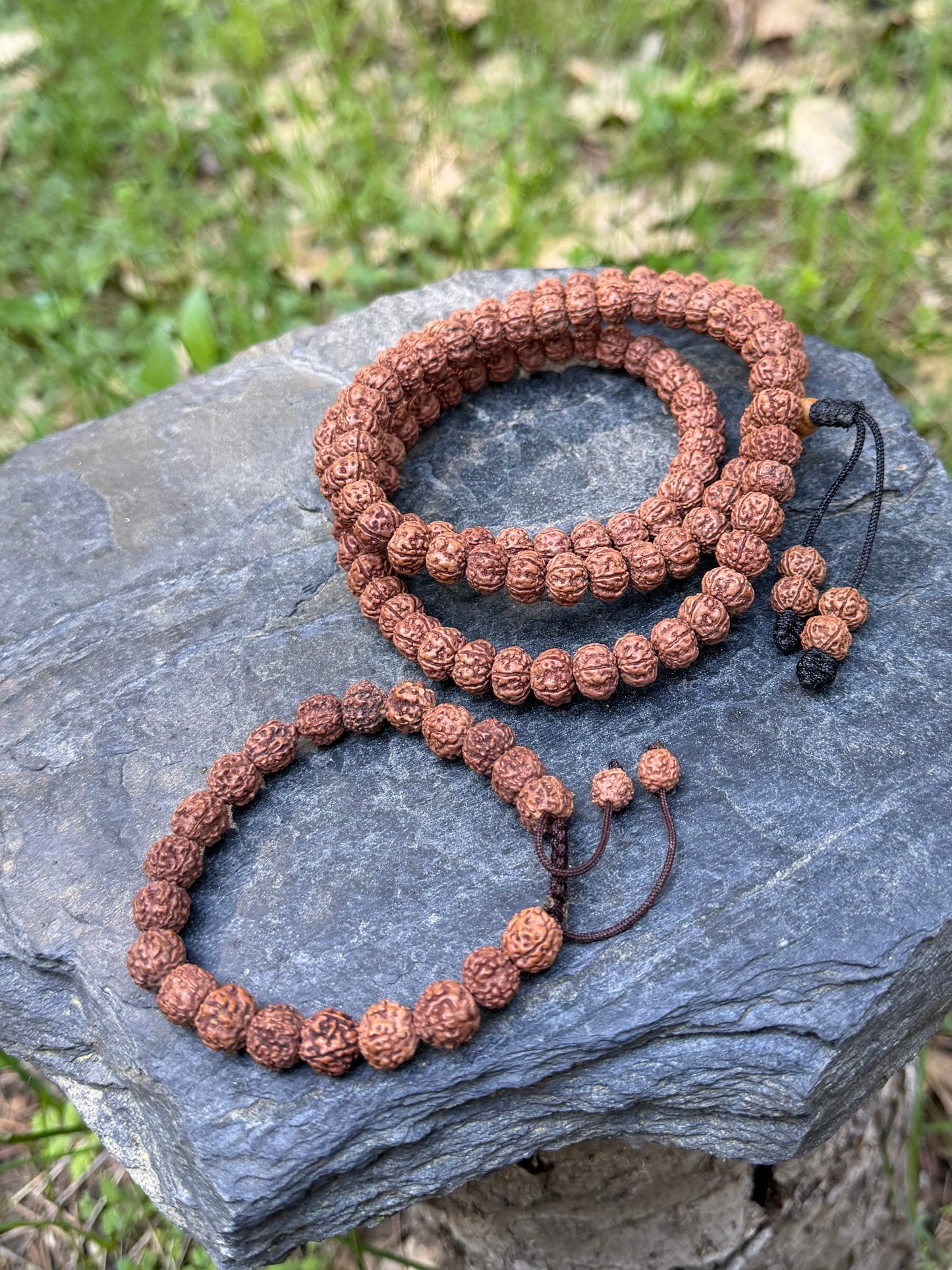 Rudraksha Seed Mala Necklace and Bracelet Set
