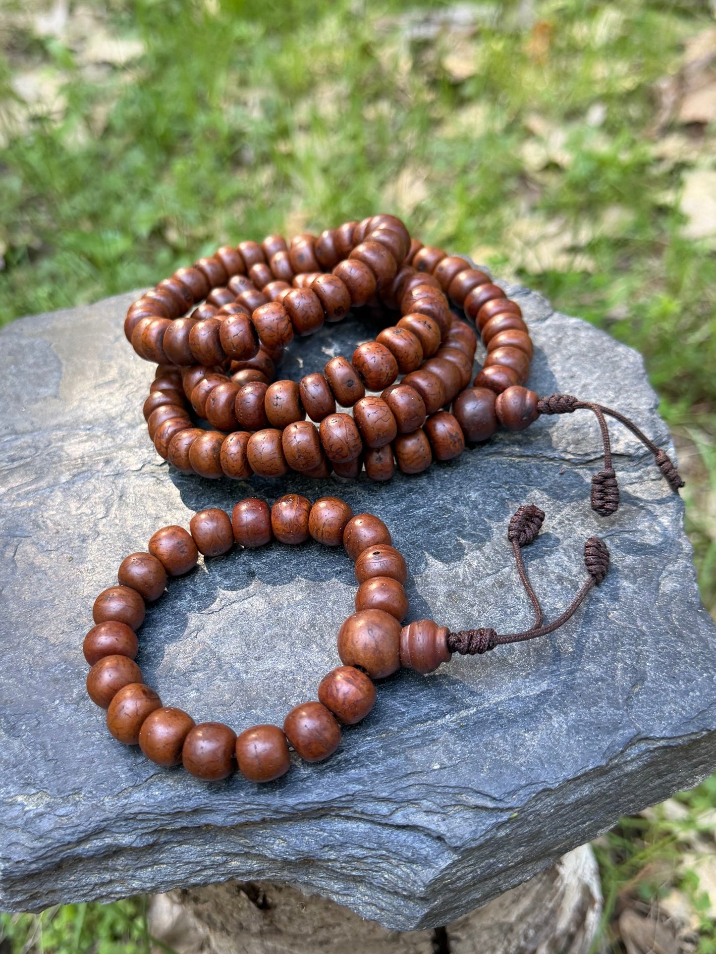 108 Smooth Bodhi Seed Mala Necklace and Bracelet Set - Himalayan Meditation Beads