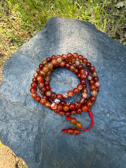Red Agate Gemstone Necklace Mala