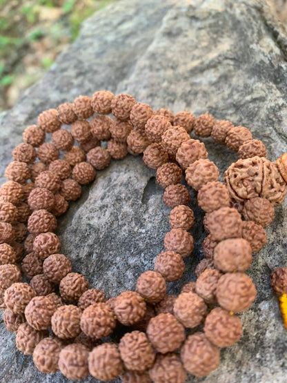 Rudraksha Mala Necklace (108 Beads) for Meditation – Handmade Prayer Beads from Nepal