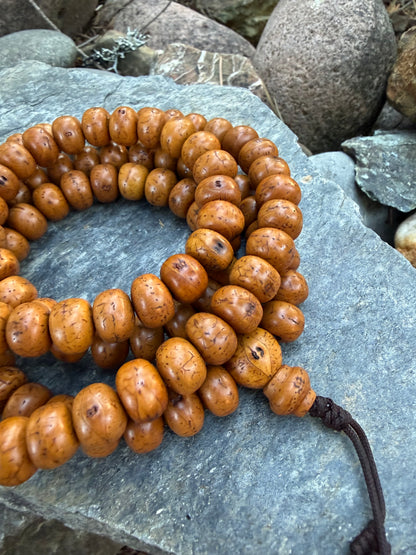 Light Brown Special Bodhi Seed Large Japa Mala Necklace