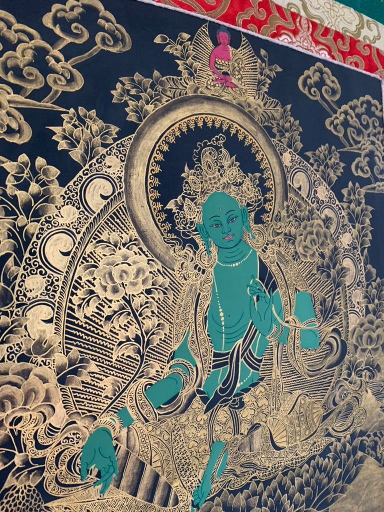 Green Tara Golden Aura Thangka
