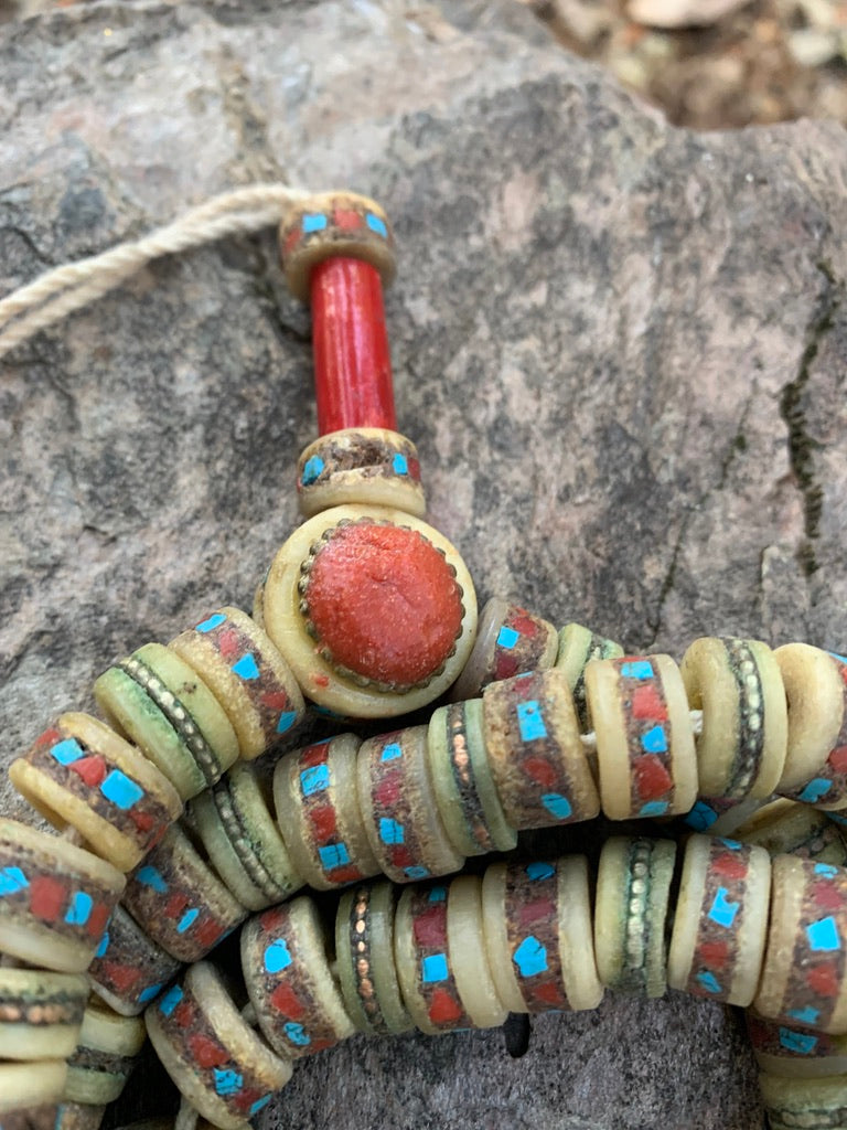 Himalayan Yak Bone Turquoise Mala