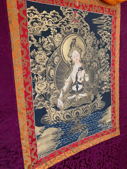 Golden White Tara Thangka