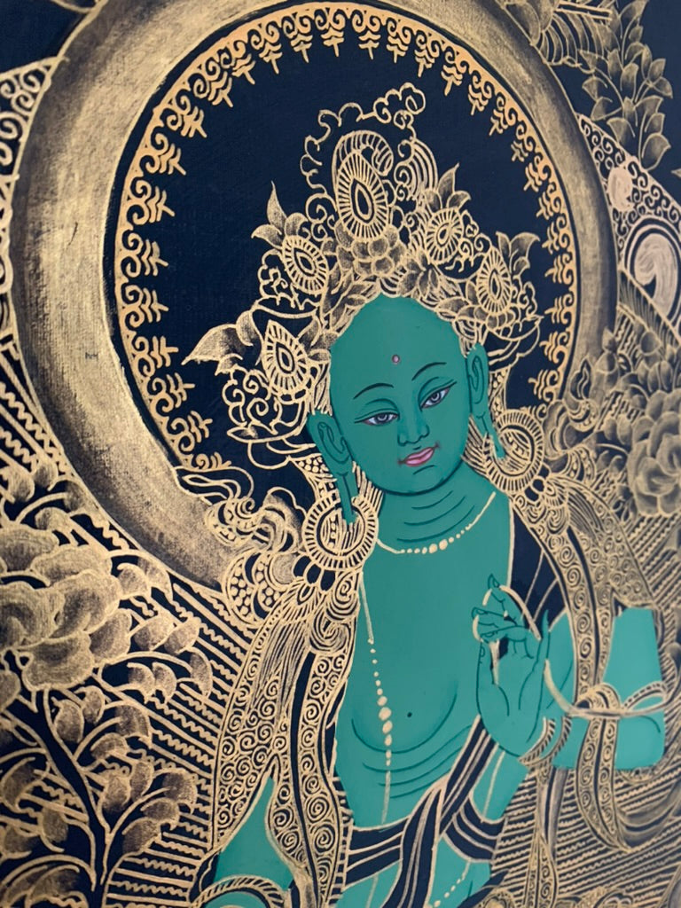Green Tara Golden Aura Thangka