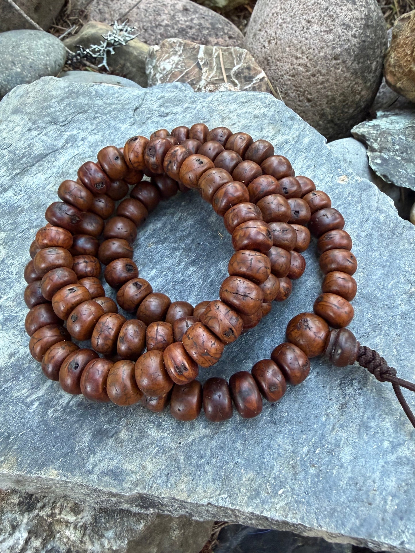 Dark Brown Special Bodhi Seed Large Japa Mala Necklace
