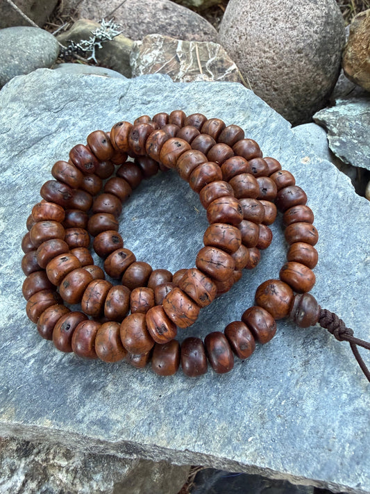 Dark Brown Special Bodhi Seed Large Japa Mala Necklace