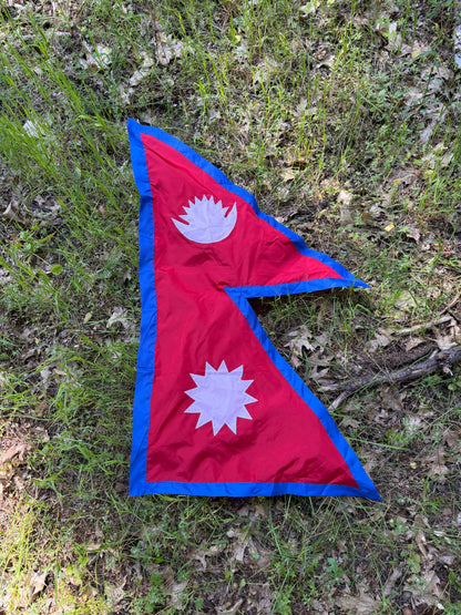 Handmade Nepal Flag - Embroidered Double-Sided Nepali National Flag | Traditional Himalayan Flag from Nepal