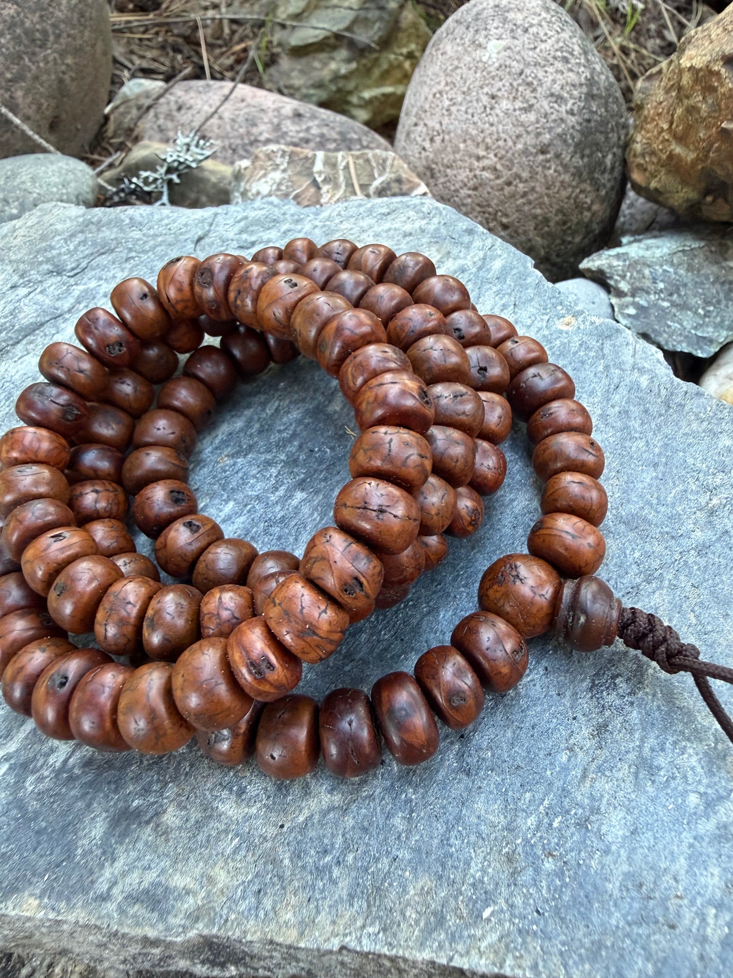 Dark Brown Special Bodhi Seed Large Japa Mala Necklace