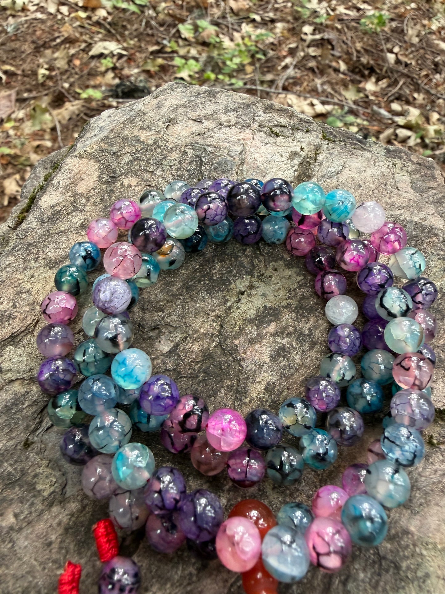 Aurora Agate Gemstone Necklace Mala