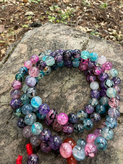 Aurora Agate Gemstone Necklace Mala