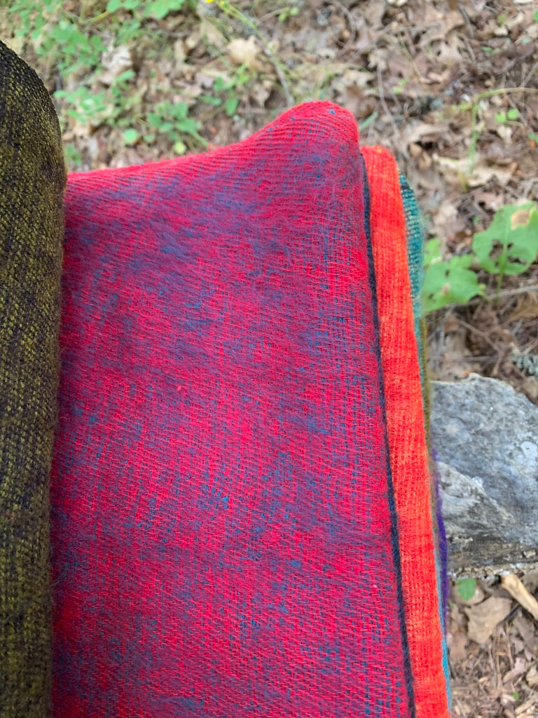 Traditional Nepalese yak wool scarf in vibrant colors