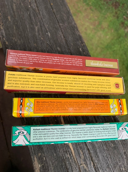 Tibetan Incense Collection x4 Kailash, Mila, Potala, Shambala
