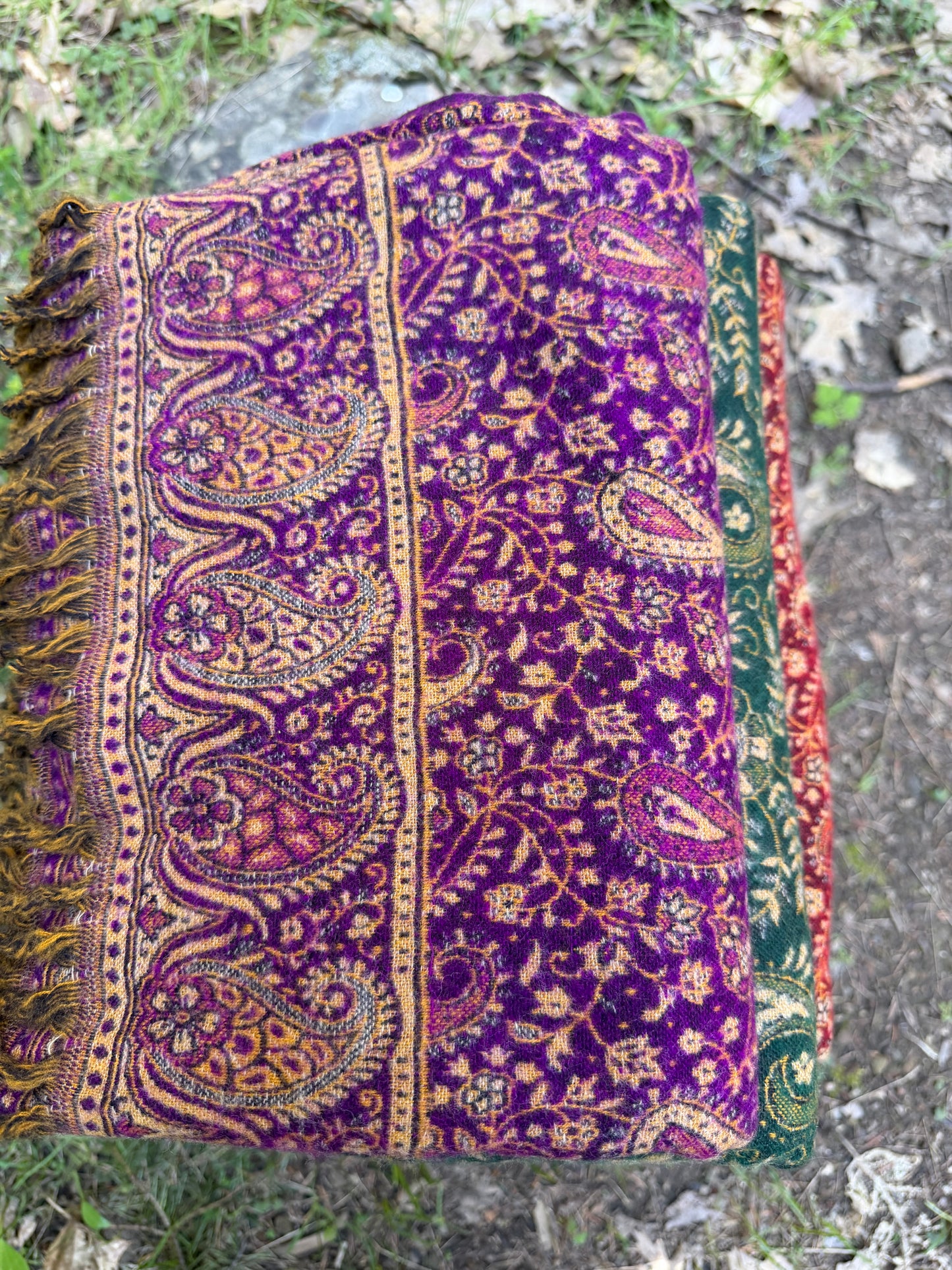 Handwoven Himalayan Yak Wool Blanket Shawl - Paisley Tribal Throw from Nepal