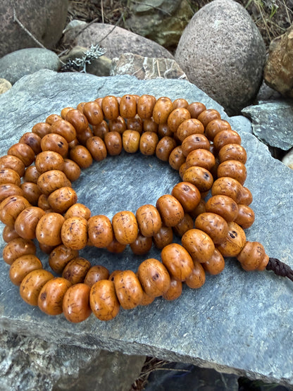 Light Brown Special Bodhi Seed Large Japa Mala Necklace