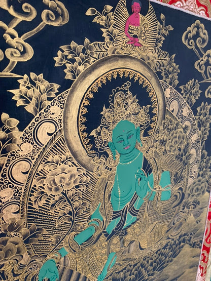 Green Tara Golden Aura Thangka