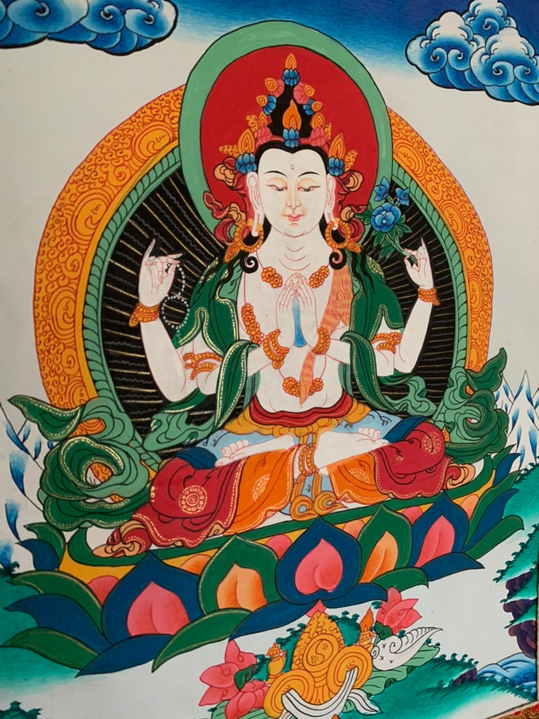 Four Armed Chenrezig Avalokiteshvara Thangka