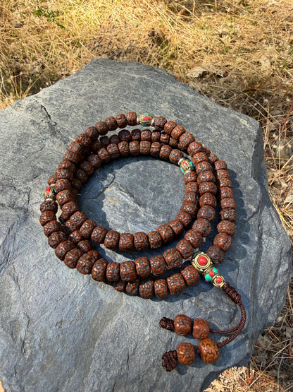 Aged Rudraksha Seed Mala Necklace
