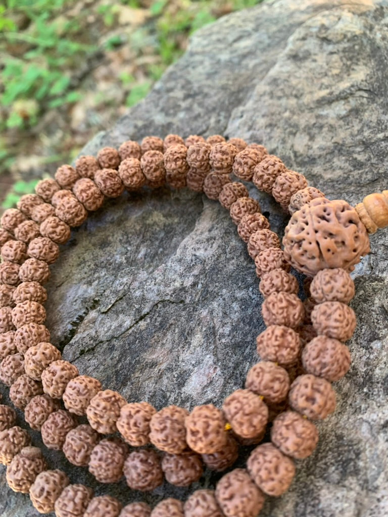 Rudraksha Mala Necklace (108 Beads) for Meditation – Handmade Prayer Beads from Nepal